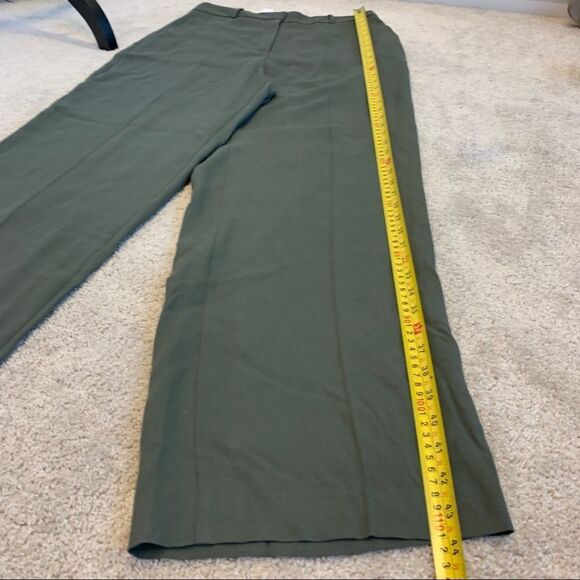ZARA khaki green high waisted menswear pants Sz L NWT - Picture 9 of 10